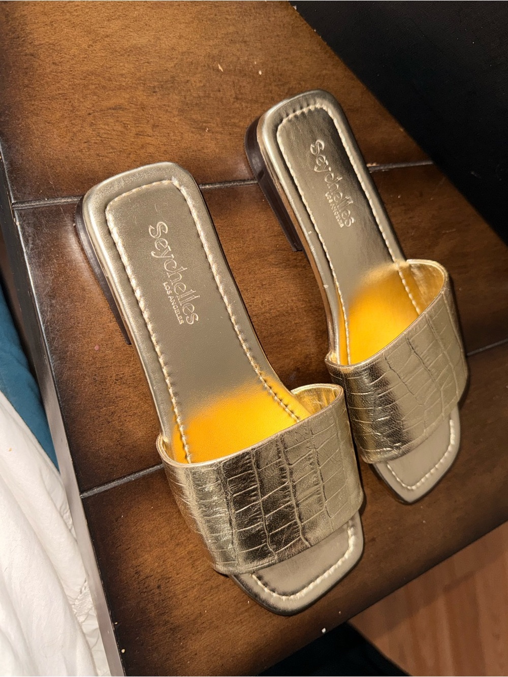 Seychelles Metallic Gold Slide Sandals